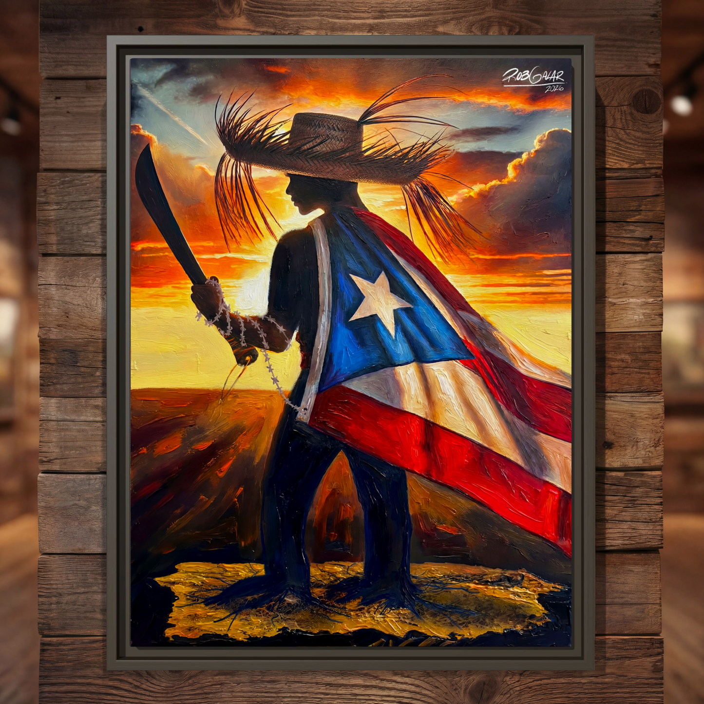Completa tu orden en 3 pasos rápidos | Llévate la obra de arte de edición limitada - “YO DEFIENDO MI TIERRA” hecha por pintor puertorriqueño, en canvas de ALTA CALIDAD, enmarcada PREMIUM y entrega GRATIS a tu ciudad (ANTES QUE ACABE EL TIEMPO)