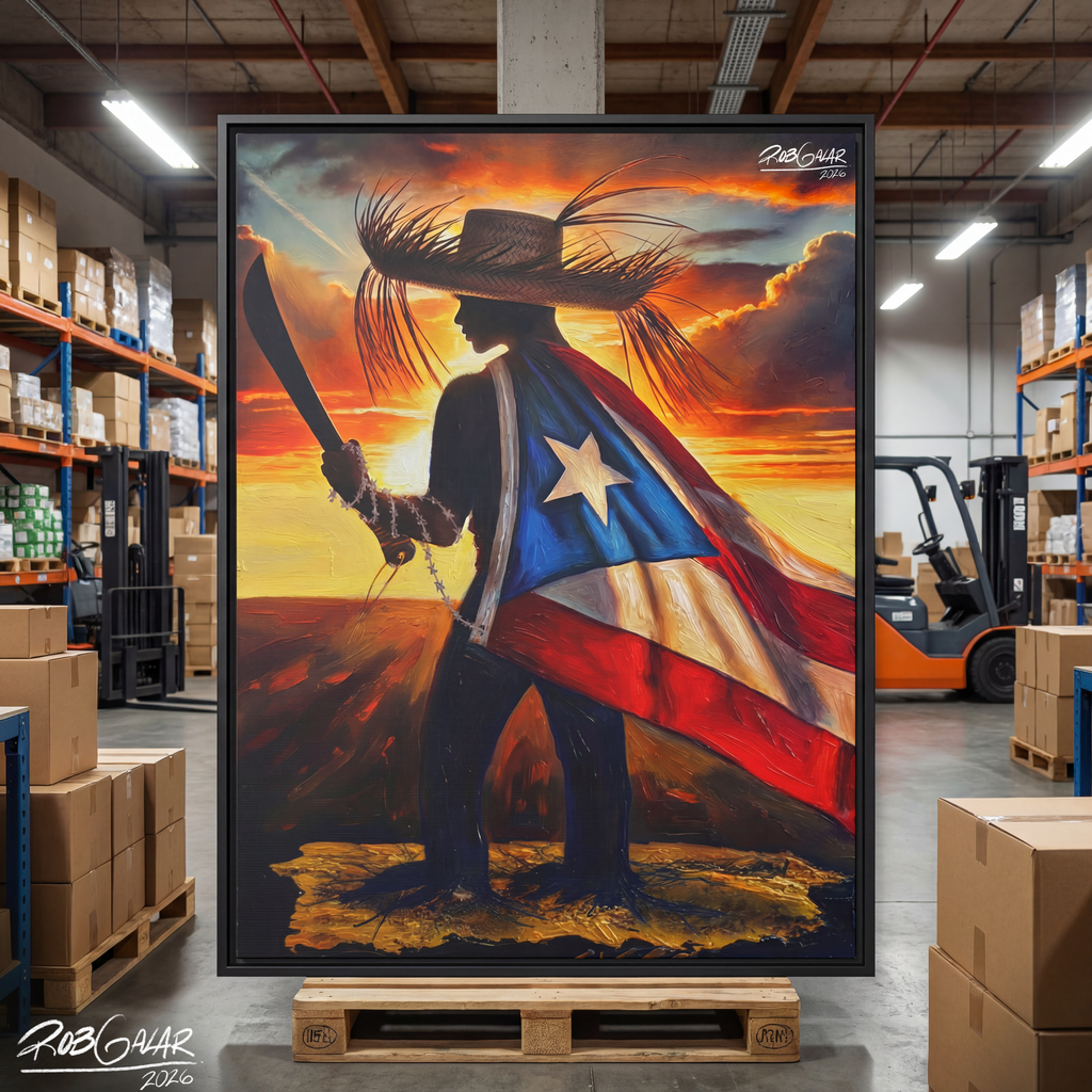 YO DEFIENDO MI TIERRA! - Completa tu orden en 3 PASOS / LLÉVATE una OBRA DE ARTE (Matte) en PRINT CANVAS, ENMARCADA y ÚNICA en su especie. ARTE MUY LIMITADO creado por artista puertorriqueño. ¡LISTA Y PERFECTA para coleccionar!