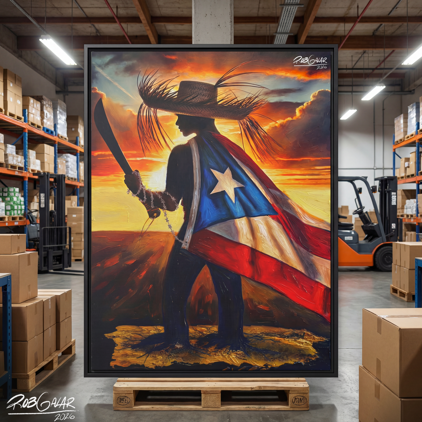 Completa tu orden en 3 pasos rápidos | Llévate la obra de arte de edición limitada - “YO DEFIENDO MI TIERRA” hecha por pintor puertorriqueño, en canvas de ALTA CALIDAD, enmarcada PREMIUM y entrega GRATIS a tu ciudad (ANTES QUE ACABE EL TIEMPO)