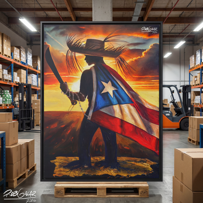 Completa tu orden en 3 pasos rápidos | Llévate la obra de arte de edición limitada - “YO DEFIENDO MI TIERRA” hecha por pintor puertorriqueño, en canvas de ALTA CALIDAD, enmarcada PREMIUM y entrega GRATIS a tu ciudad (ANTES QUE ACABE EL TIEMPO)
