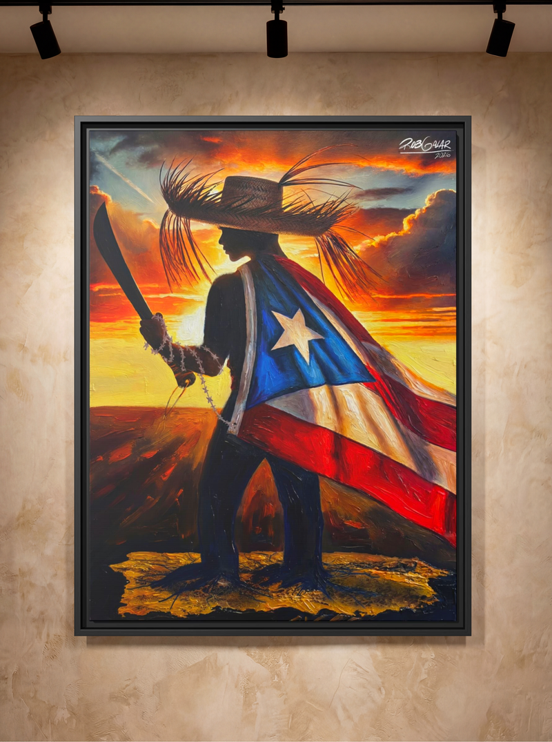 Completa tu orden en 3 pasos rápidos | Llévate la obra de arte de edición limitada - “YO DEFIENDO MI TIERRA” hecha por pintor puertorriqueño, en canvas de ALTA CALIDAD, enmarcada PREMIUM y entrega GRATIS a tu ciudad (ANTES QUE ACABE EL TIEMPO)