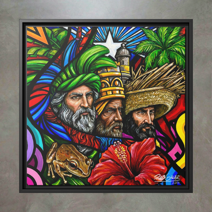 Completa tu orden en 3 pasos rápidos | Llévate la obra de arte de edición limitada - “TRES REYES DE ENERO” hecha por pintor puertorriqueño, en canvas de ALTA CALIDAD, enmarcada PREMIUM y entrega GRATIS a tu ciudad (ANTES QUE ACABE EL TIEMPO)