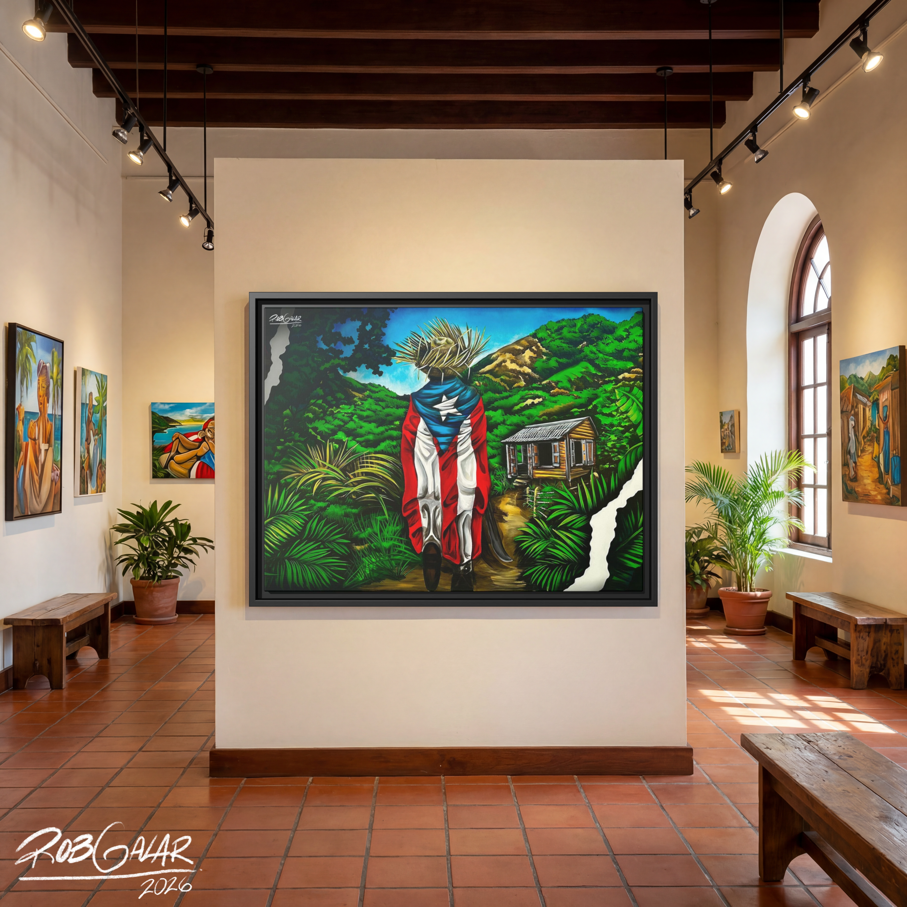 JIBARITO EN LA CASITA DEL CAMPO - Completa tu orden en 3 PASOS / LLÉVATE una OBRA DE ARTE (Matte) en PRINT CANVAS, ENMARCADA. ARTE MUY LIMITADO creado por artista puertorriqueño. ¡LISTA Y PERFECTA para coleccionar!
