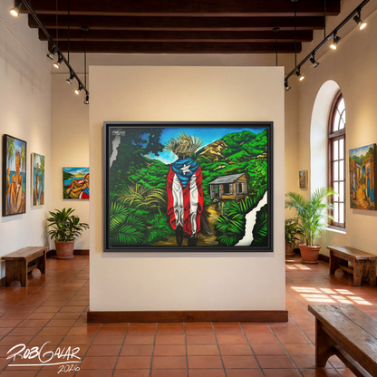 JIBARITO EN LA CASITA DEL CAMPO - Completa tu orden en 3 PASOS / Compra una OBRA DE ARTE EXCLUSIVA con impresión en CANVAS de ALTA CALIDAD, ENMARCADO PREMIUM y envío GRATUITO. Arte limitada, creada por artista puertorriqueño. ¡LISTA PARA TU ELECCIÓN!