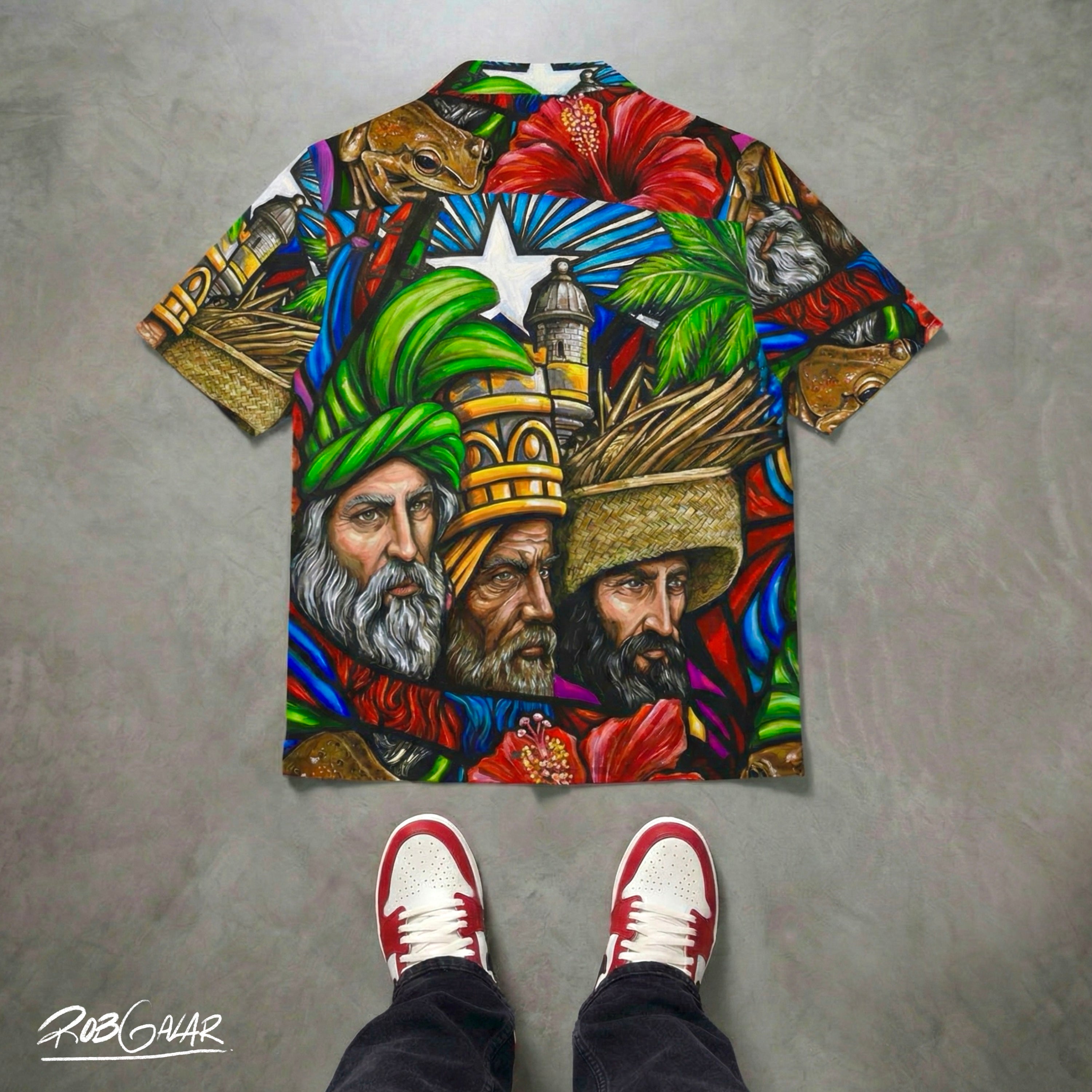 TRES REYES DE ENERO! - Completa tu orden en 3 PASOS / LLÉVATE una Camisa de Botones en UNA SOLA PIEZA, ÚNICA, con un ARTE LIMITADO creado por el artista puertorriqueño LISTA Y PERFECTA para vestir ó REGALAR esta NAVIDAD!