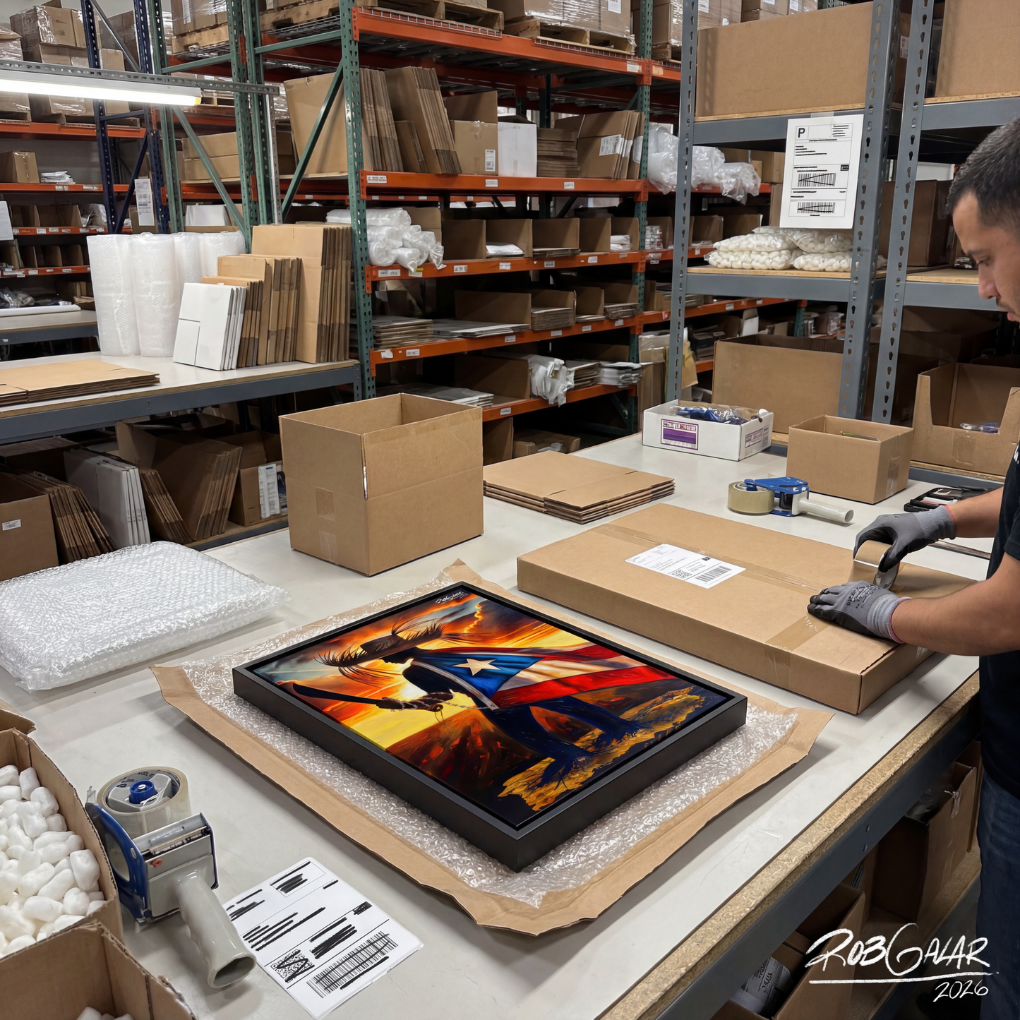 Completa tu orden en 3 pasos rápidos | Llévate la obra de arte de edición limitada - “YO DEFIENDO MI TIERRA” hecha por pintor puertorriqueño, en canvas de ALTA CALIDAD, enmarcada PREMIUM y entrega GRATIS a tu ciudad (ANTES QUE ACABE EL TIEMPO)
