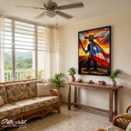 YO DEFIENDO MI TIERRA! - Completa tu orden en 3 PASOS / LLÉVATE una OBRA DE ARTE (Matte) en PRINT CANVAS, ENMARCADA y ÚNICA en su especie. ARTE MUY LIMITADO creado por artista puertorriqueño. ¡LISTA Y PERFECTA para coleccionar!