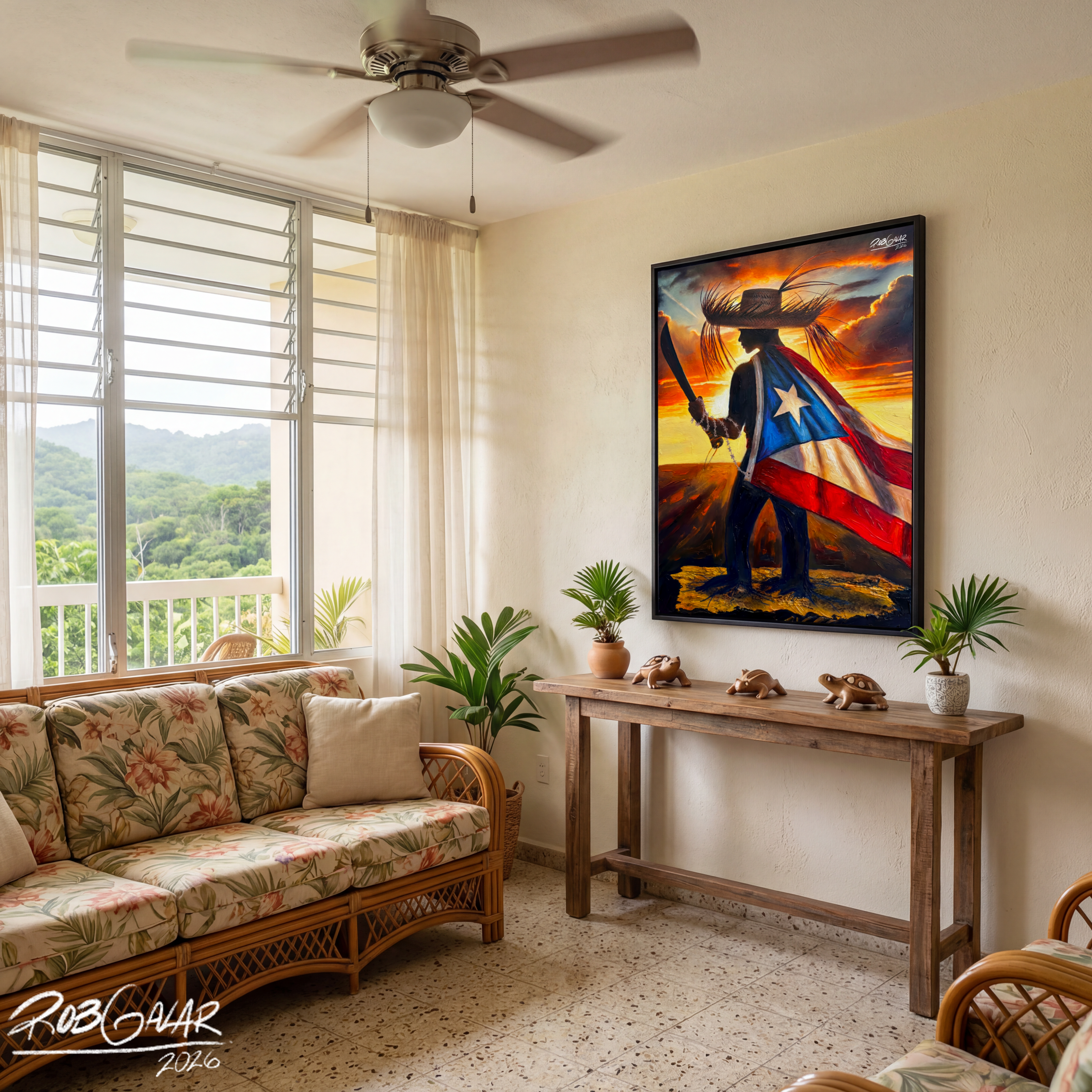 YO DEFIENDO MI TIERRA! - Completa tu orden en 3 PASOS / LLÉVATE una OBRA DE ARTE (Matte) en PRINT CANVAS, ENMARCADA y ÚNICA en su especie. ARTE MUY LIMITADO creado por artista puertorriqueño. ¡LISTA Y PERFECTA para coleccionar!