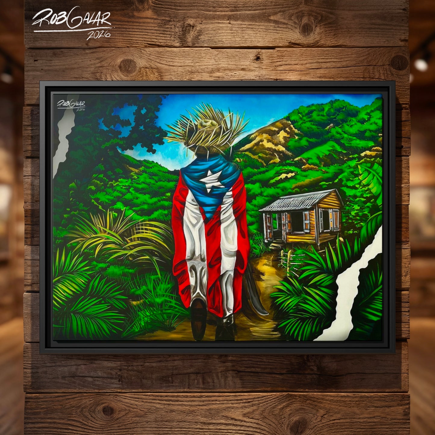 JIBARITO EN LA CASITA DEL CAMPO - Completa tu orden en 3 PASOS / Compra una OBRA DE ARTE EXCLUSIVA con impresión en CANVAS de ALTA CALIDAD, ENMARCADO PREMIUM y envío GRATUITO. Arte limitada, creada por artista puertorriqueño. ¡LISTA PARA TU ELECCIÓN!