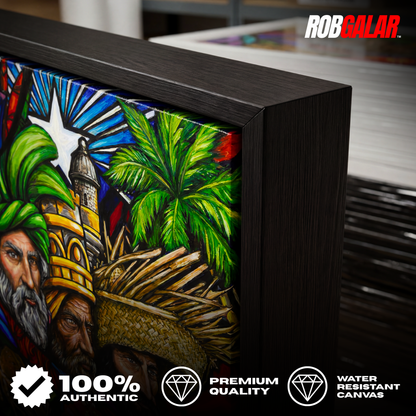 Completa tu orden en 3 pasos rápidos | Llévate la obra de arte de edición limitada - “TRES REYES DE ENERO” hecha por pintor puertorriqueño, en canvas de ALTA CALIDAD, enmarcada PREMIUM y entrega GRATIS a tu ciudad (ANTES QUE ACABE EL TIEMPO)