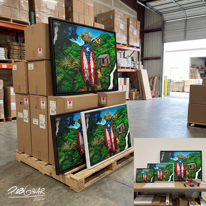 Completa tu orden en 3 pasos rápidos | Llévate la obra de arte de edición limitada - “JIBARITO EN LA CASITA DEL CAMPO” hecha por pintor puertorriqueño, en canvas de ALTA CALIDAD, enmarcada PREMIUM y entrega GRATIS a tu ciudad (ANTES QUE ACABE EL TIEMPO)