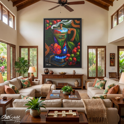 Completa tu orden en 3 pasos rápidos | Llévate la obra de arte de edición limitada - “CAFÉ RICO” hecha por pintor puertorriqueño, en canvas de ALTA CALIDAD, enmarcada PREMIUM y entrega GRATIS a tu ciudad (ANTES QUE ACABE EL TIEMPO)