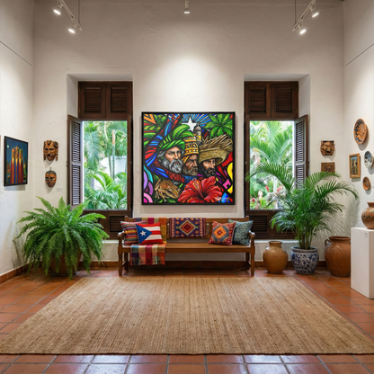 Completa tu orden en 3 pasos rápidos | Llévate la obra de arte de edición limitada - “TRES REYES DE ENERO” hecha por pintor puertorriqueño, en canvas de ALTA CALIDAD, enmarcada PREMIUM y entrega GRATIS a tu ciudad (ANTES QUE ACABE EL TIEMPO)