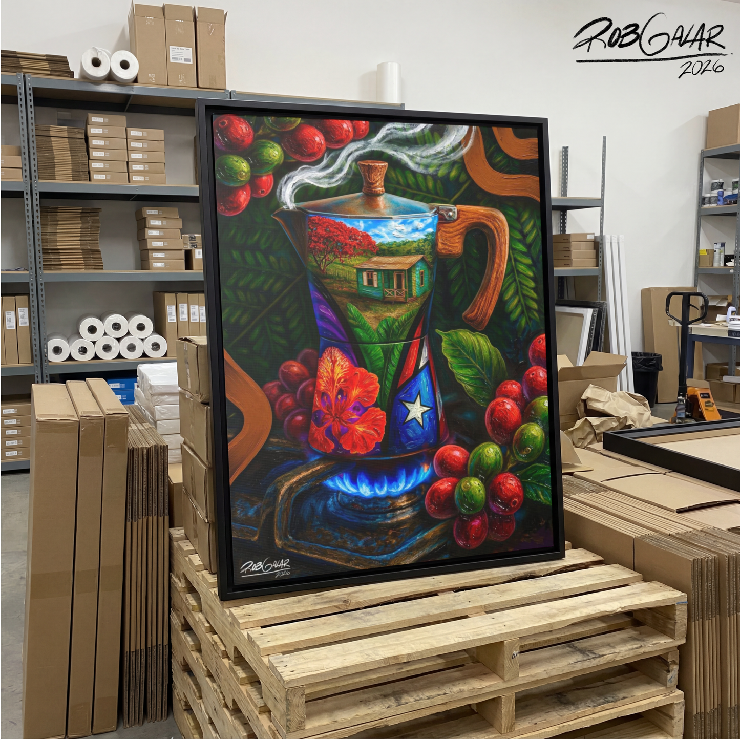 Completa tu orden en 3 pasos rápidos | Llévate la obra de arte de edición limitada - “CAFÉ RICO” hecha por pintor puertorriqueño, en canvas de ALTA CALIDAD, enmarcada PREMIUM y entrega GRATIS a tu ciudad (ANTES QUE ACABE EL TIEMPO)