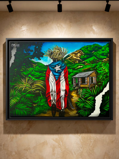 Completa tu orden en 3 pasos rápidos | Llévate la obra de arte de edición limitada - “JIBARITO EN LA CASITA DEL CAMPO” hecha por pintor puertorriqueño, en canvas de ALTA CALIDAD, enmarcada PREMIUM y entrega GRATIS a tu ciudad (ANTES QUE ACABE EL TIEMPO)