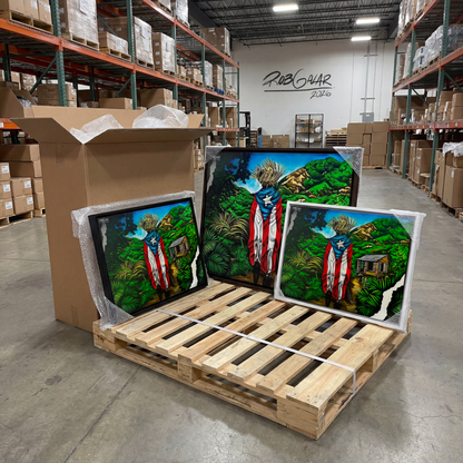 JIBARITO EN LA CASITA DEL CAMPO - Completa tu orden en 3 PASOS / Compra una OBRA DE ARTE EXCLUSIVA con impresión en CANVAS de ALTA CALIDAD, ENMARCADO PREMIUM y envío GRATUITO. Arte limitada, creada por artista puertorriqueño. ¡LISTA PARA TU ELECCIÓN!