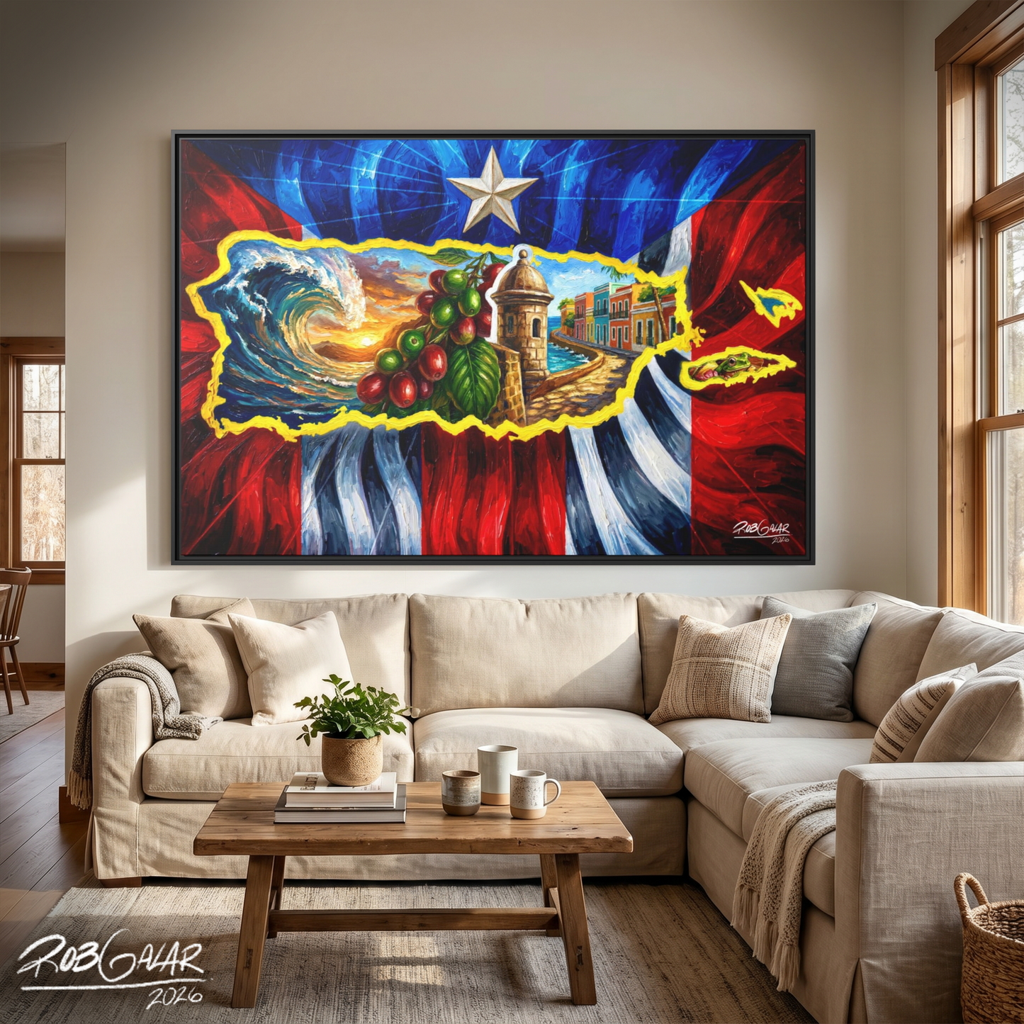 SOY DE LA ISLA DEL ENCANTO - Completa tu orden en 3 PASOS / Compra una OBRA DE ARTE EXCLUSIVA con impresión en CANVAS de ALTA CALIDAD, ENMARCADO PREMIUM y envío GRATUITO. Arte limitada, creada por artista puertorriqueño. ¡LISTA PARA TU ELECCIÓN!
