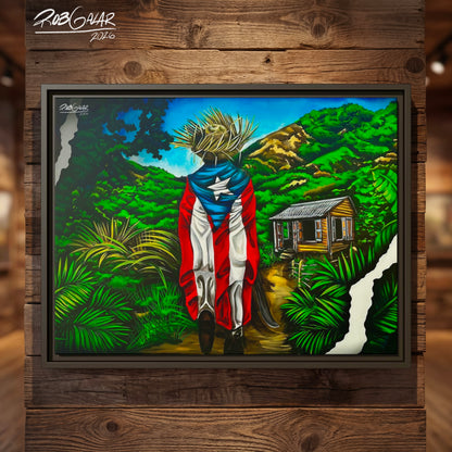 JIBARITO EN LA CASITA DEL CAMPO - Completa tu orden en 3 PASOS / Compra una OBRA DE ARTE EXCLUSIVA con impresión en CANVAS de ALTA CALIDAD, ENMARCADO PREMIUM y envío GRATUITO. Arte limitada, creada por artista puertorriqueño. ¡LISTA PARA TU ELECCIÓN!