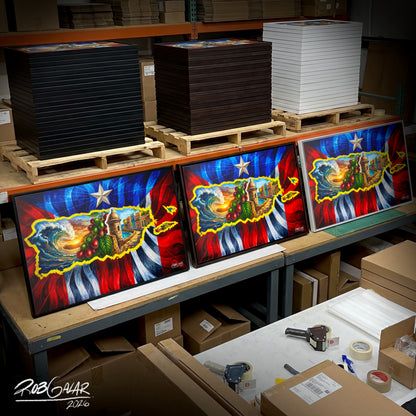Completa tu orden en 3 pasos rápidos | Llévate la obra de arte de edición limitada - “SOY DE LA ISLA DEL ENCANTO” hecha por pintor puertorriqueño, en canvas de ALTA CALIDAD, enmarcada PREMIUM y entrega GRATIS a tu ciudad (ANTES QUE ACABE EL TIEMPO)