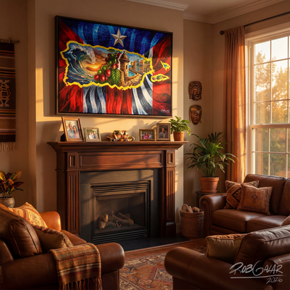 Completa tu orden en 3 pasos rápidos | Llévate la obra de arte de edición limitada - “SOY DE LA ISLA DEL ENCANTO” hecha por pintor puertorriqueño, en canvas de ALTA CALIDAD, enmarcada PREMIUM y entrega GRATIS a tu ciudad (ANTES QUE ACABE EL TIEMPO)