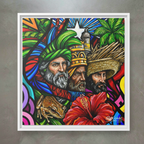 Canvas Tres Reyes marco blanco