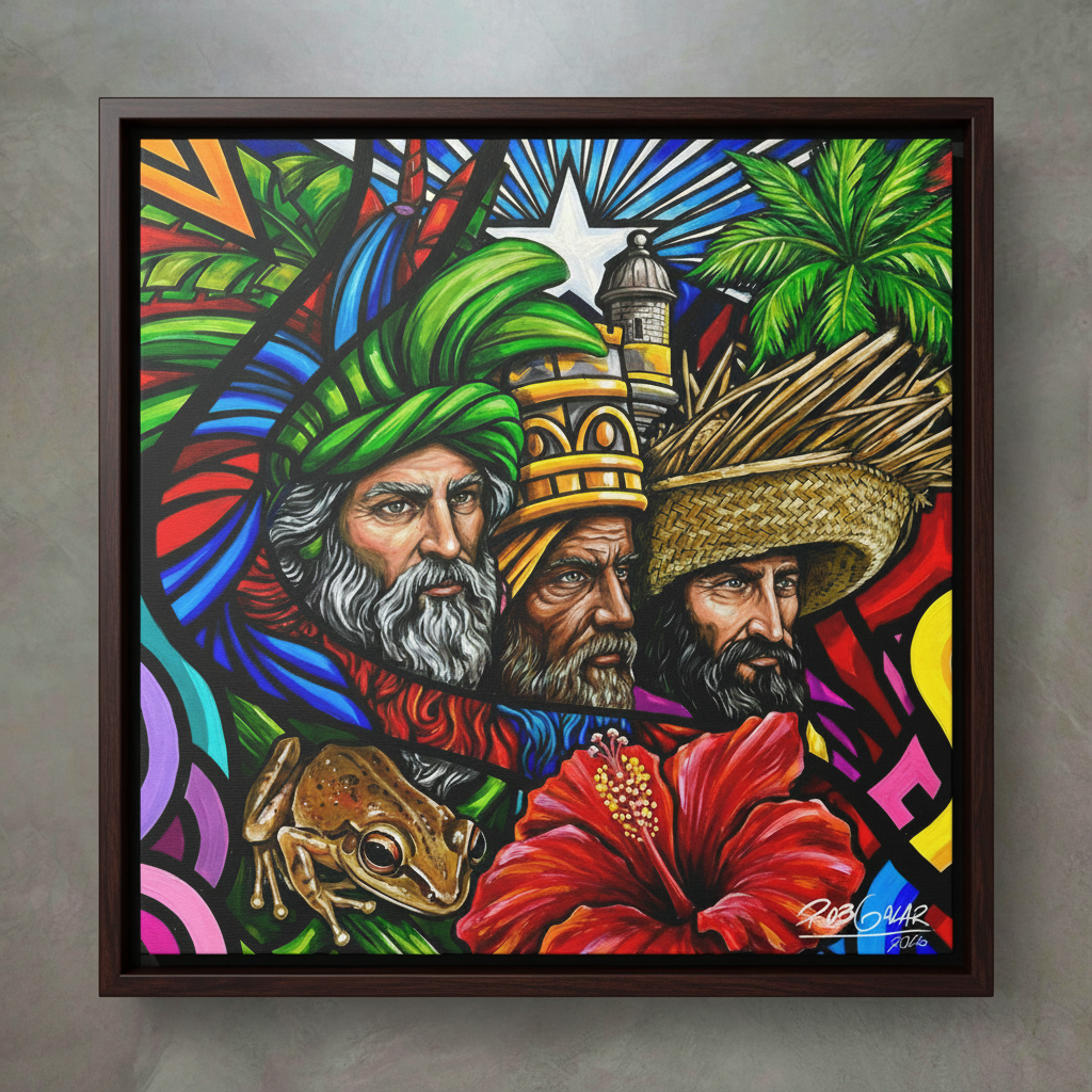 Canvas Tres Reyes marco espresso oscuro