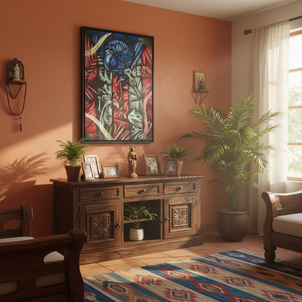 Cuadro en casa puertorriqueña - cuadrado