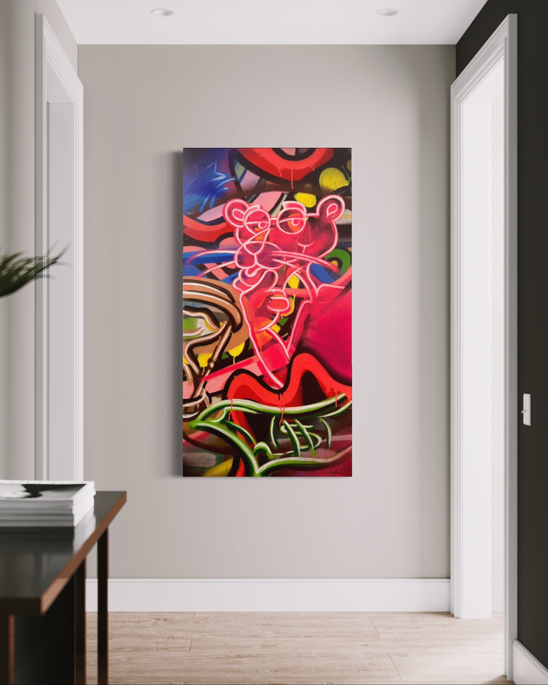 THE PINK TIME IS MONEY (ORIGINAL PAINTING)